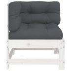 vidaXL Corner Sofa | Solid Pine Wood Frame | Comfortable Cushions | Modular & Reconfigurable Garden Lounge Set - White