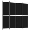 vidaXL Black Room Divider - 78.7'' x 78.7'' 4-Panel Screen for Privacy, Foldable and Portable, with Durable Iron Frame and Polye