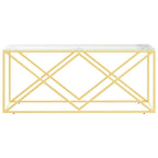 vidaXL Stainless Steel and Glass Coffee Table - 43.3"x17.7", Gold Frame, Tempered Glass Top, Industrial Chic, Spacious Rectangular Accent Living Room Table