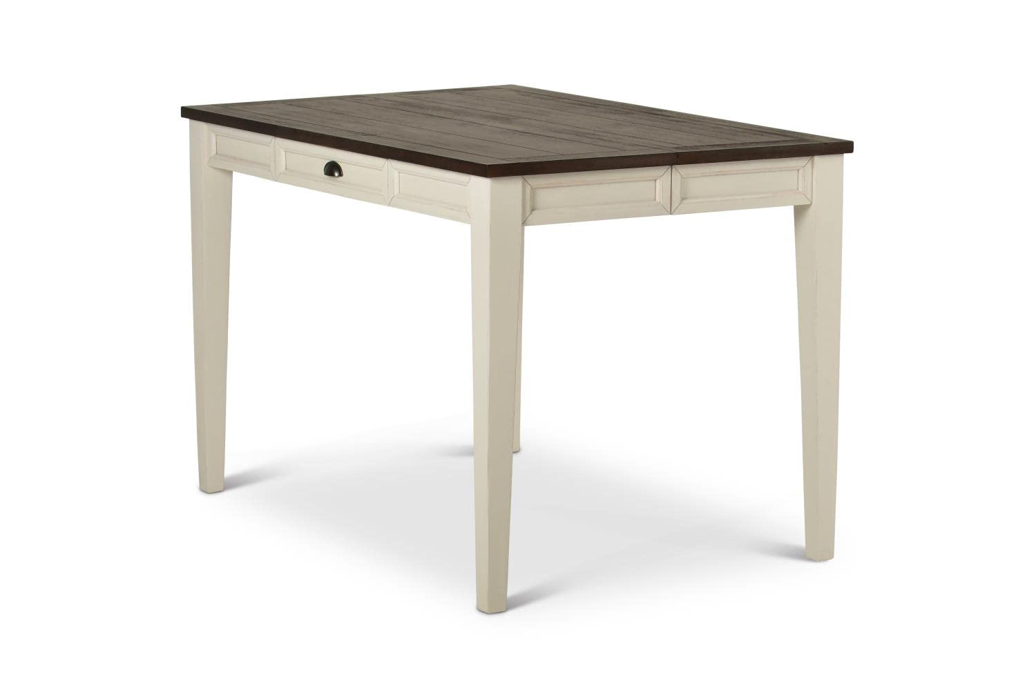 Steve Silver Furniture Cayla Counter 7pc Set, Farmhouse Styling, Includes One Counter Table and 6 Slat Back Chairs, Dining Room, 54&quot; L x 54&quot; W x 36&quot; H, White