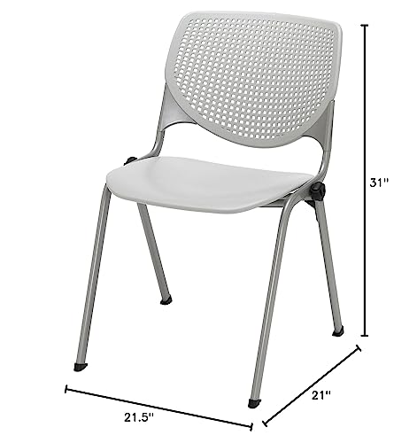Kfi Seating Kool Series Polypropylene Stack Chair With Perforated Back, Light Grey Finish