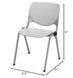 Kfi Seating Kool Series Polypropylene Stack Chair With Perforated Back, Light Grey Finish