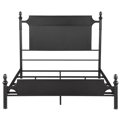 Coaster Home Furnishings Cameron Traditional Metal Eastern King Size Panel Bed Frame 52-inch Headboard Black 360321KE