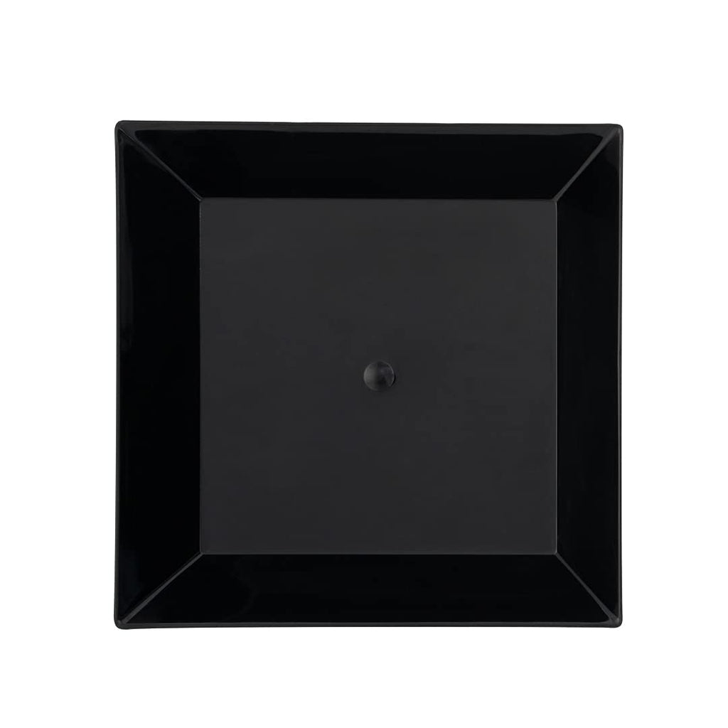 3.9 X 3.9 Inch Party Plates, 20 Disposable Appetizer Plates - Elegant, Square, Black Plastic Serving Plates, Durable, For Weddin