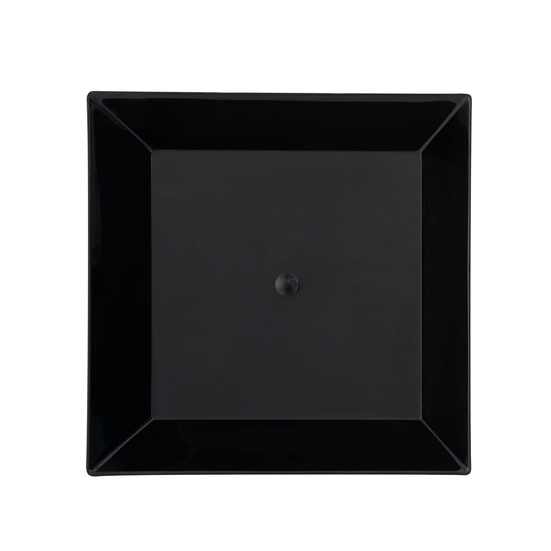 3.9 X 3.9 Inch Party Plates, 20 Disposable Appetizer Plates - Elegant, Square, Black Plastic Serving Plates, Durable, For Weddin