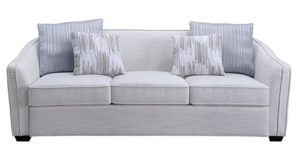 Acme Mahler II Sofa with 4 Pillows in Beige Linen Fabric