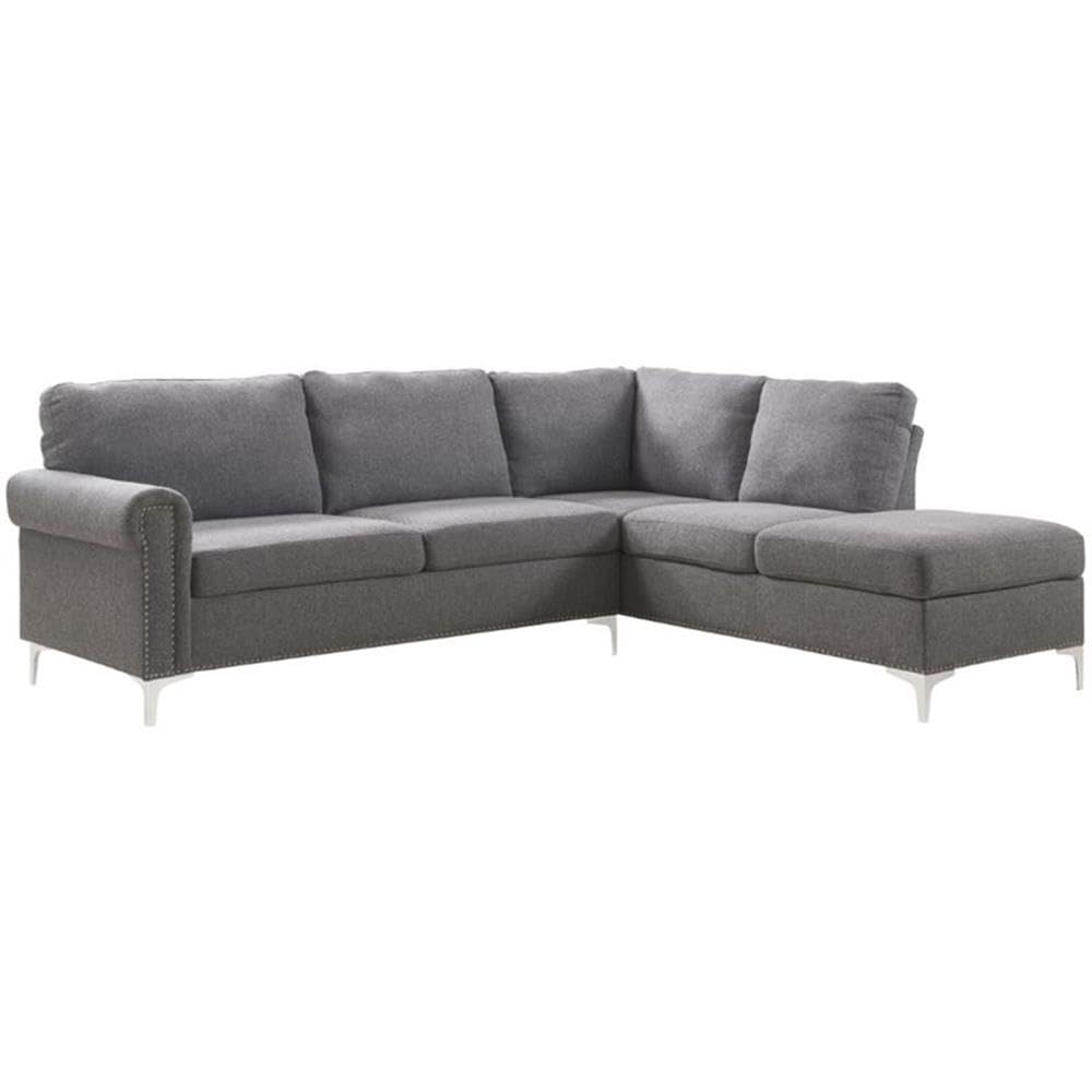 Acme Melvyn Sectional Sofa in Gray Fabric