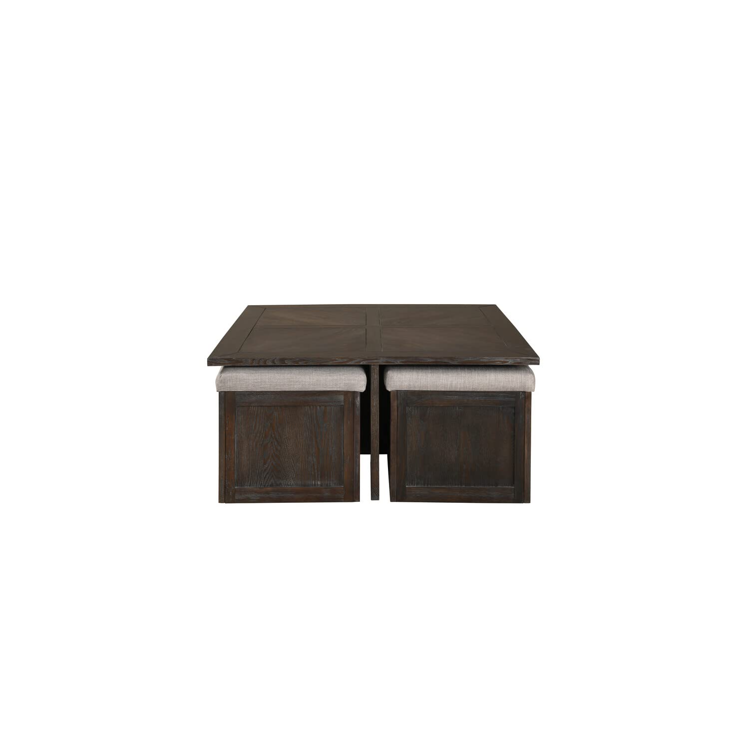Lilola Home Trinity Gray Black MDF Coffee Cocktail Table with 4 Ottomans