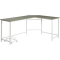 Acme Bambina Wooden Top Computer Desk with Computer Holder in Gray and White
