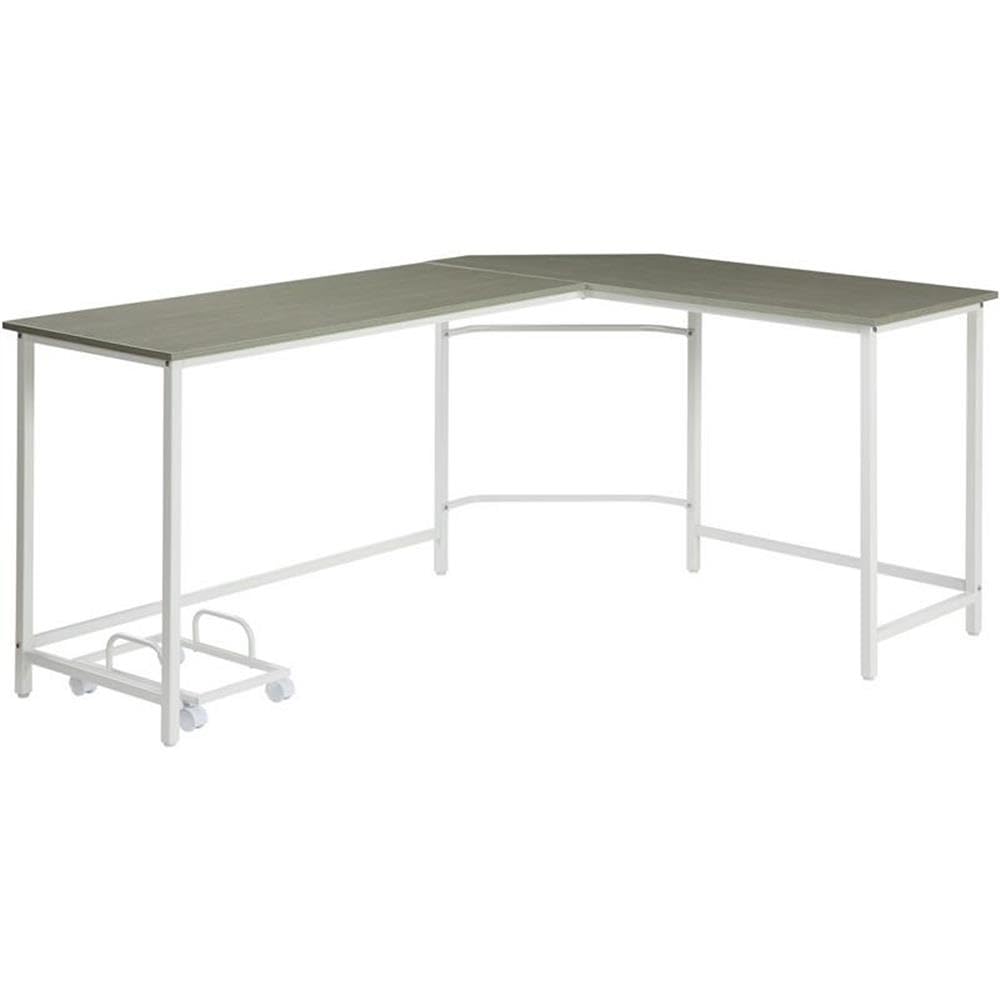 Acme Bambina Wooden Top Computer Desk with Computer Holder in Gray and White