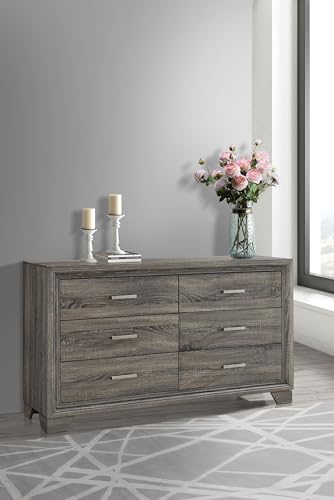 Coaster Home Furnishings Wright Transitional 59-inch 6-Drawer Bedroom Dresser Clothing Storage Cabinet Wide Chest of Drawers Organizer Unit Brown Oak 223343