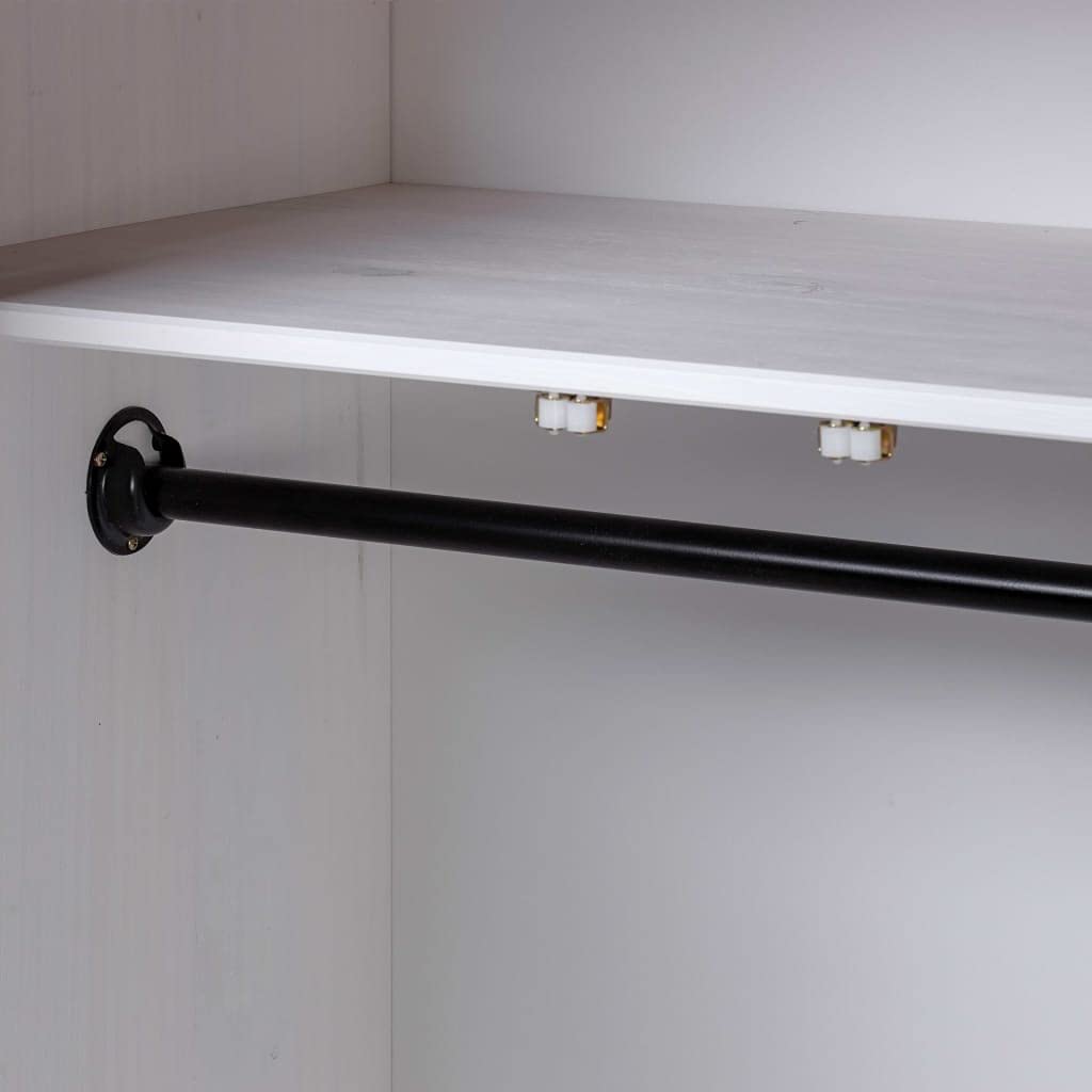 vidaXL Solid Pine Wardrobe - White 2-Door Organizer with Shelf and Hanging Rod for Bedroom Storage - 31.5&quot; x 19.7&quot; x 67.5&quot;