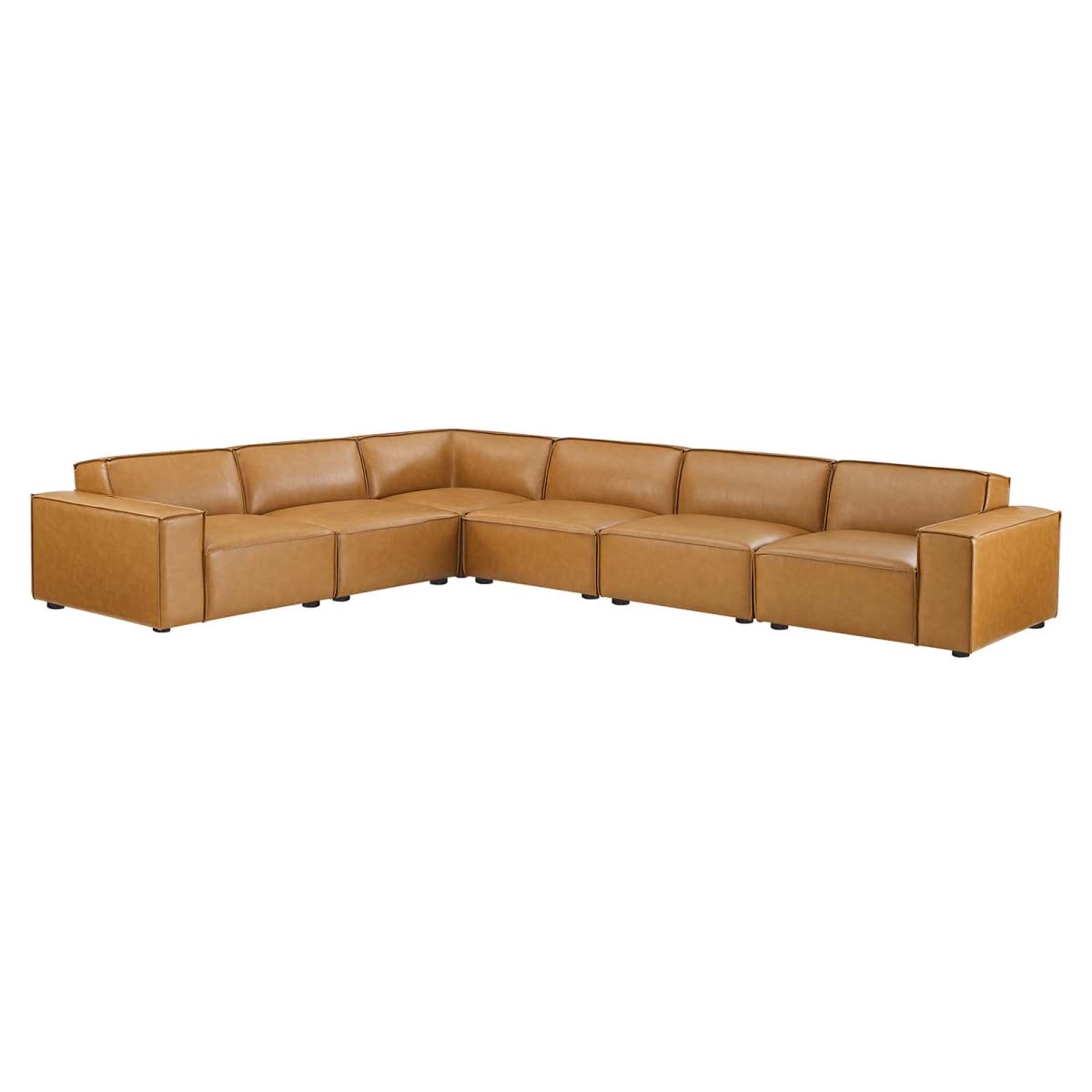 Modway Eei-4715-Tan 28 X 163 X 122.5 In. Restore Vegan Leather Sectional Sofa Tan - 6 Piece
