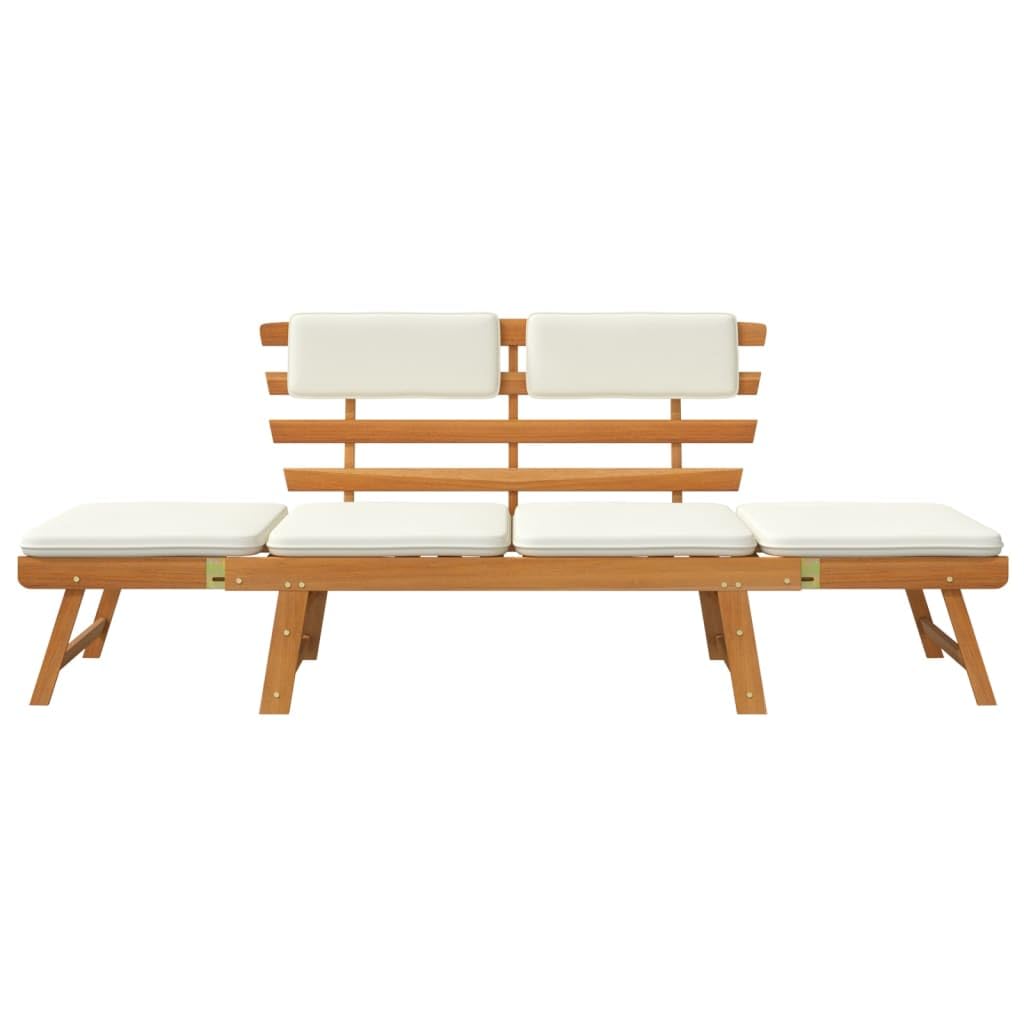 vidaXL Garden Bench with Cushions 2-in-1 74.8¡± Solid Acacia Wood