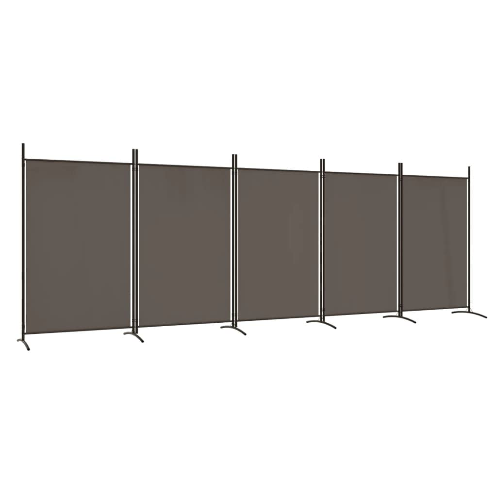'Vidaxl 5-Panel Room Divider In Anthracite - Foldable Fabric Screen Partition For Privacy, Light Blocking And Decorative Use