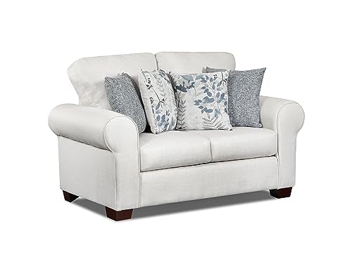 American Furniture Classics Pembroke Loveseat with Four Throw Pillows Sofas, Soft Washed Cream Tweed