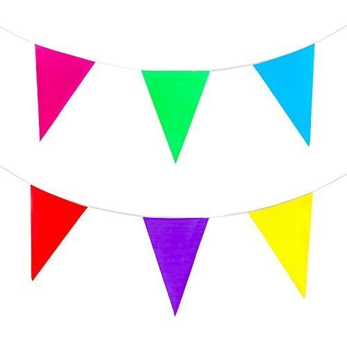 Super Z Outlet 100 Foot Long Multicolored Plastic Pennant Party Rainbow String Curtain Banner for Decorations, Birthdays, Event 