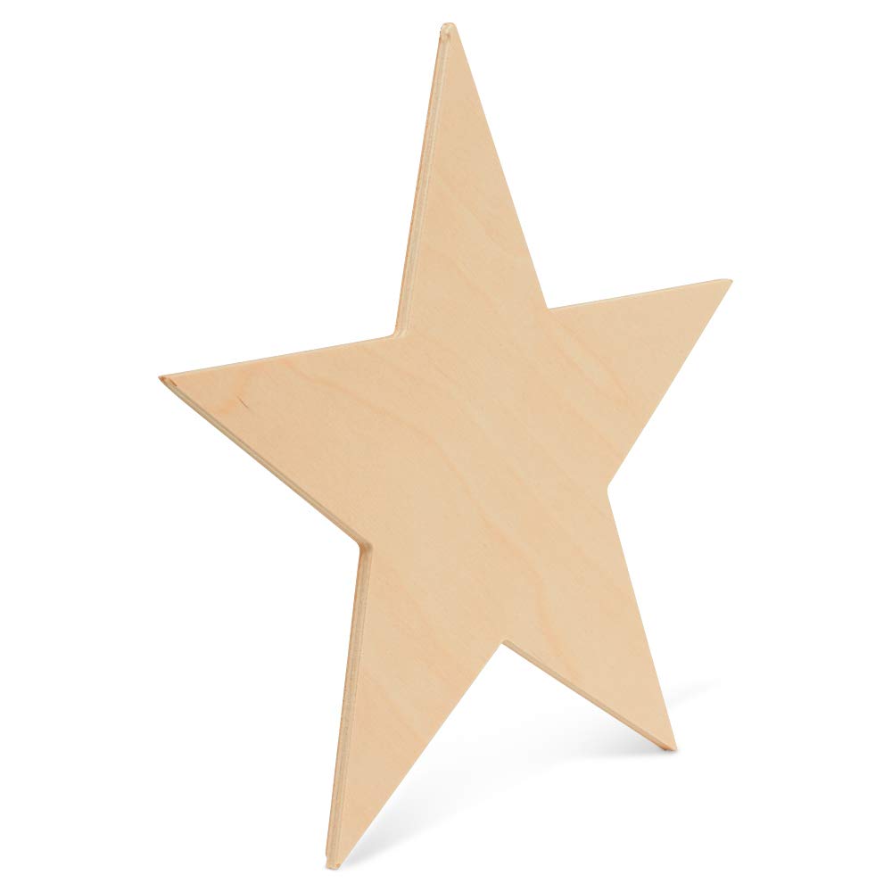 Large Wooden Stars, Star Cut Outs, Use As Star Wall D  Cor And Patriotic D  Cor, Unfinished Wood Crafts, 23 Inch, Pack Of 1