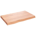 vidaXL Solid Oak Wall Shelf - Versatile Use, Handcrafted with Live Edge Design, Pre-Treated Surface, Light Brown, 31.5"x19.7"x(0.8" -2.4")