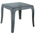 Compamia Queen Polycarbonate Patio Side Table in Transparent Black, Commercial Grade