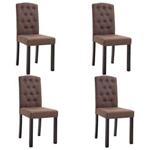 vidaXL Fabric Dining Chairs - Set of 4 - Ergonomic Design - Solid Wooden Legs - Stylish Brown Upholstery - Comfortable Seating - Easy Assembly