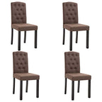vidaXL Fabric Dining Chairs - Set of 4 - Ergonomic Design - Solid Wooden Legs - Stylish Brown Upholstery - Comfortable Seating - Easy Assembly