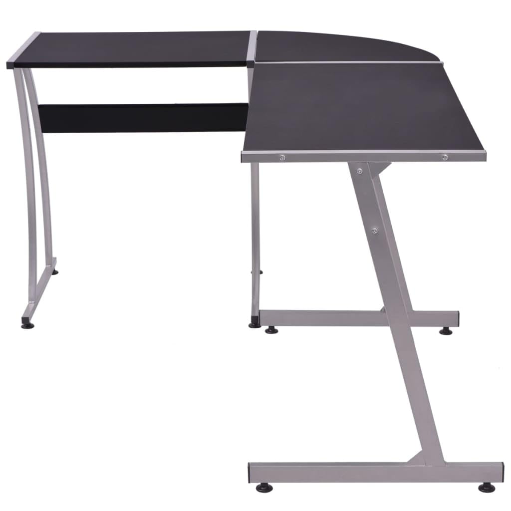 Vidaxl Corner Desk, L-Shaped Computer Desk With Metal Legs, Home Office Writing Desk, Workstation, Industrial Modern, Black Engineered Wood