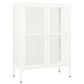vidaXL Modern Sideboard in White - Steel and Glass Storage Cabinet with Adjustable Shelf and Compartmented Glass Door.