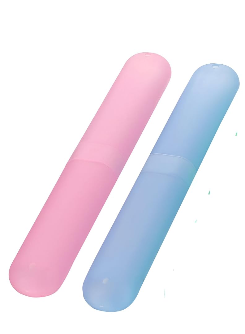 MeeTo Plastic Anti Bacterial Toothbrush Container/Holder/Case/Travel Covers (Multicolor) Pack of 2
