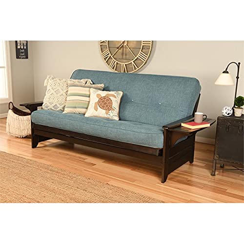 Kodiak Furniture Phoenix Frame with Linen Fabric Mattress in Blue/Espresso