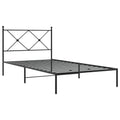 vidaXL Metal Bed Frame with Headboard - Black Powder-Coated Steel, 39.4"x78.7" Mattress Support, Bedroom Furniture for Modern Decor