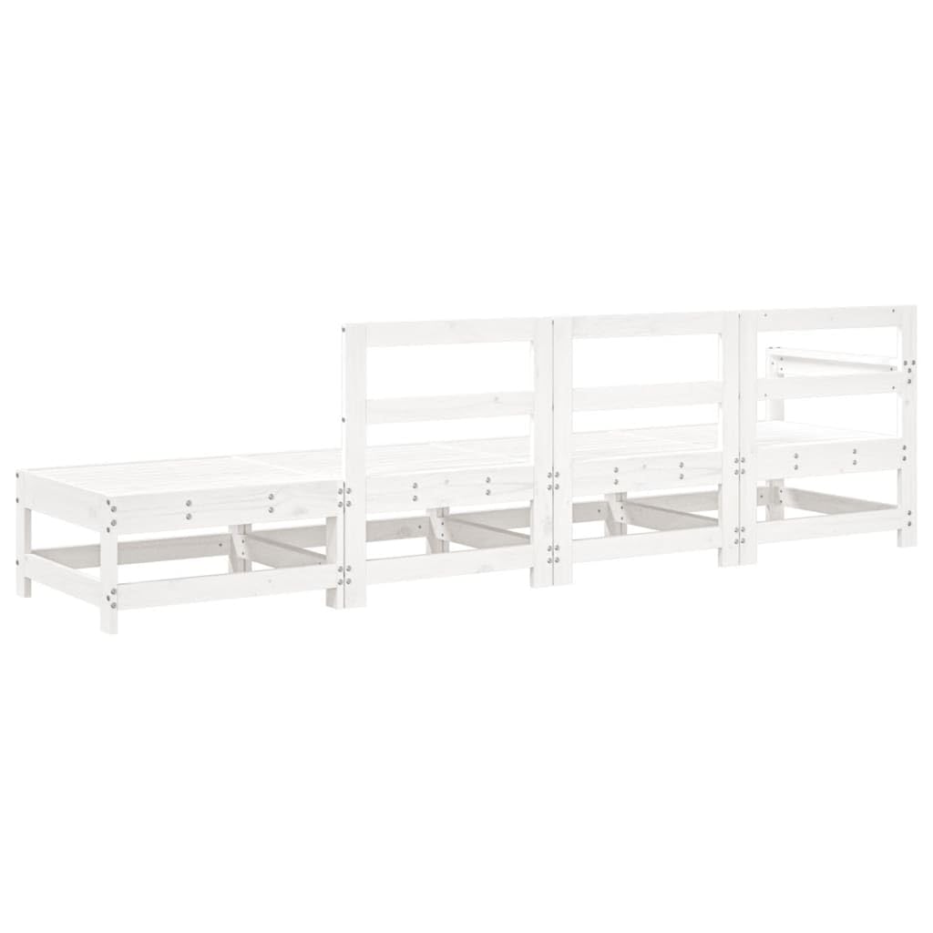 vidaXL Patio Lounge Set - Outdoor Garden Furniture 4 Piece White Pine Wood Slatted Design - Garden, Terrace, Patio Lounger Set