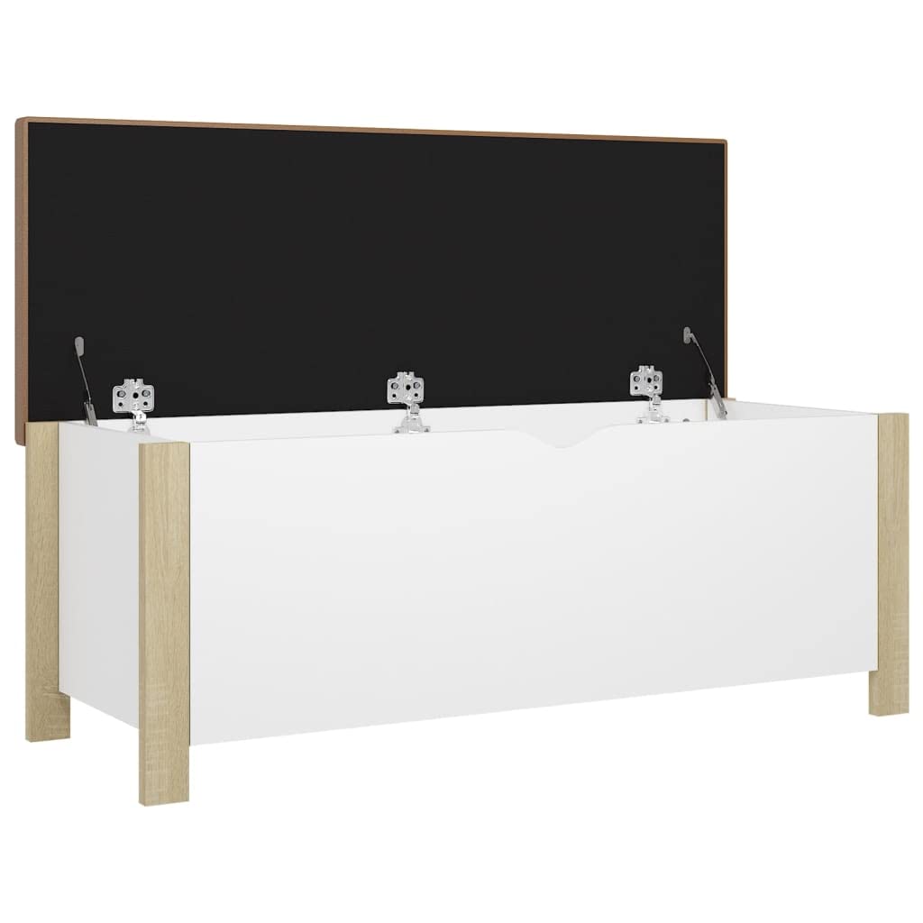 vidaXL Multi-Purpose Storage Box with Cushion Top High-Gloss White Engineered Wood
