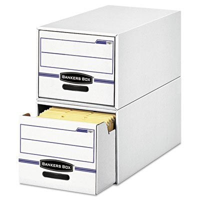 Bankers Box Stor/Drawer File Drawer Storage Box, Legal, White/Blue, 6/Carton