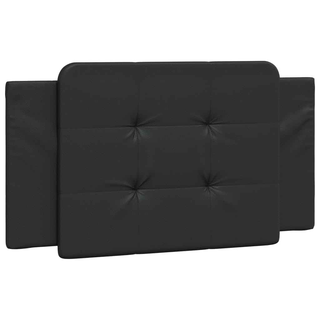vidaXL Headboard Cushion - Black Faux Leather, Foam-Filled Supportive Upholstered Pillow for Bedroom