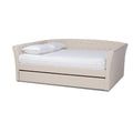 Baxton Studio Delora Modern and Contemporary Beige Fabric Upholstered Queen Size Daybed with Roll-Out Trundle Bed