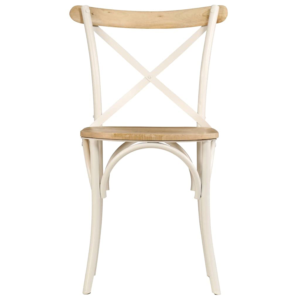 vidaXL Set of 6 White Solid Mango Wood Cross Back Chairs