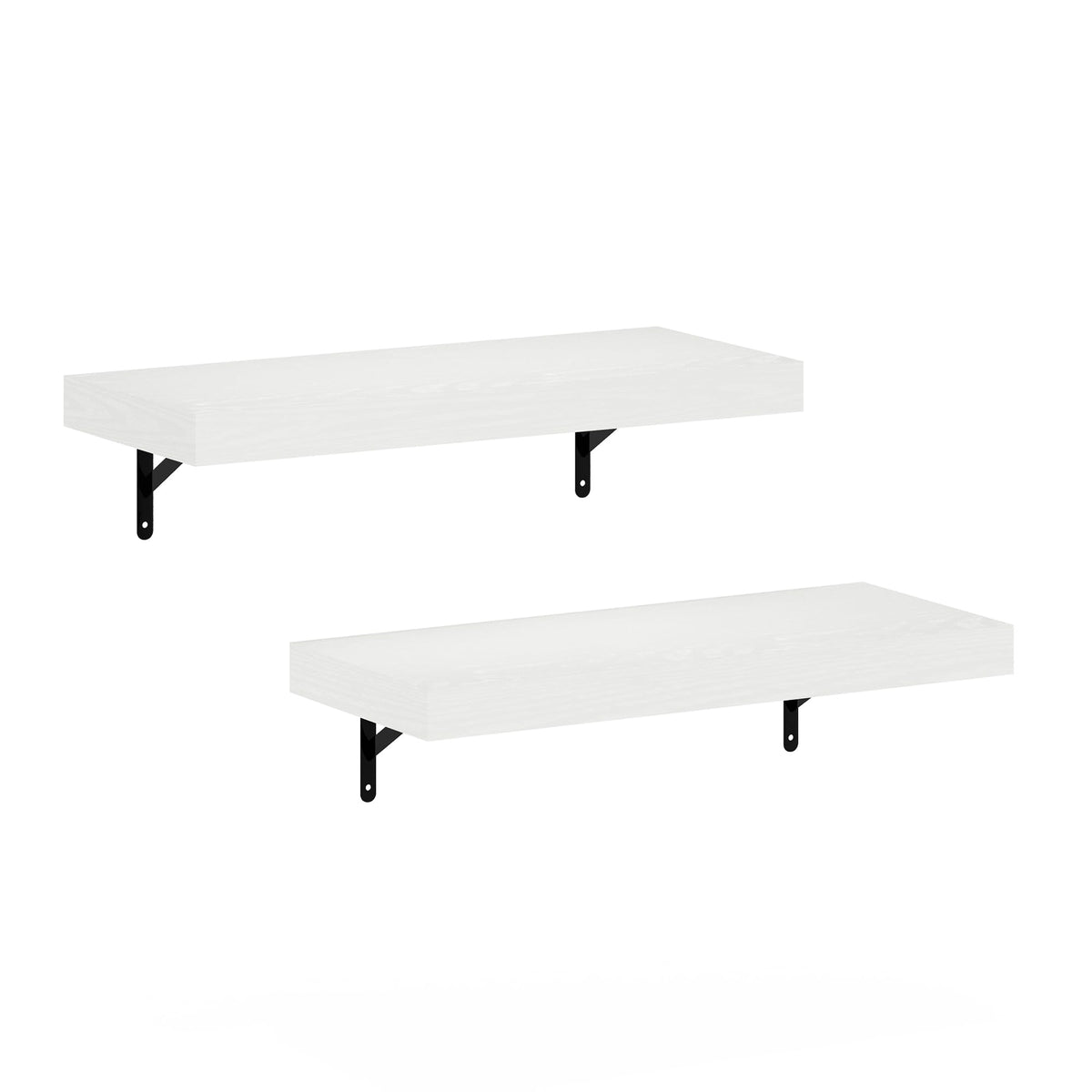 Furinno Tanna 22-Inch Wall Mounted Floating Display Shelves, White Texture, Set of 2