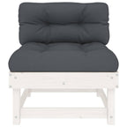 vidaXL Solid Wood Pine Middle Sofa - White | Sturdy Outdoor Furniture with Thickly Padded Cushions | Versatile Modular Design | Ideal for Garden, Patio and Terrace