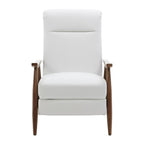 Comfort Pointe Solaris Wood Arm Milky White Faux Leather Wood Arm Push Back Recliner