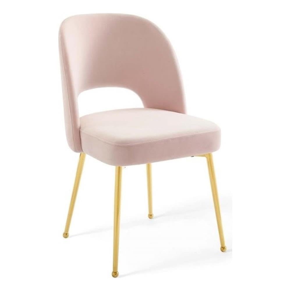 Modway Rouse Mid-Century Modern Performance Velvet Dining Side Chair In Pink