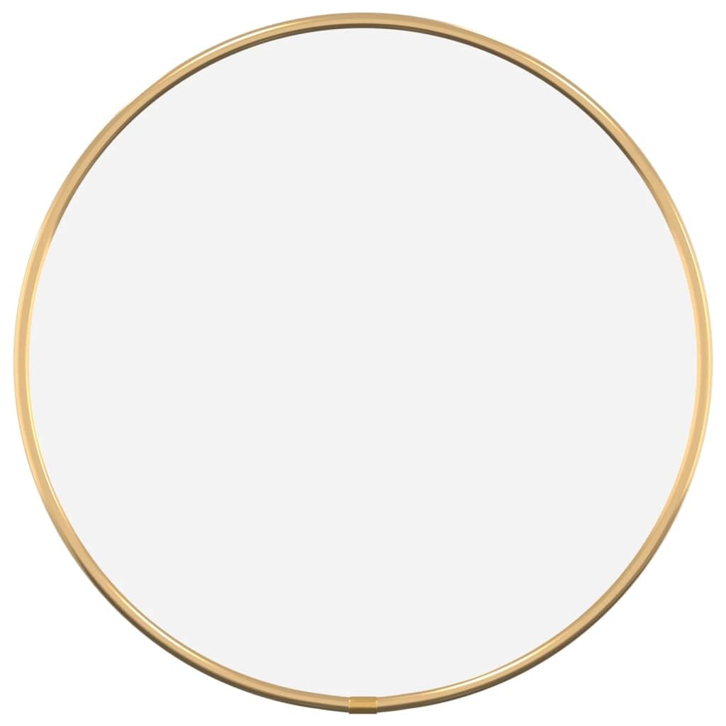 vidaXL Wall-Mounted Mirror – Round Aesthetic Gold Mirror, 11.8&quot; Diameter Glass Mirror with Durable PVC Frame, Ideal for Compact Spaces