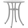 vidaXL White Cast Aluminum Outdoor/Indoor Patio Table - Round Garden Table 18.9x20.9 with Decorative Top Patterns and Sturdy Legs