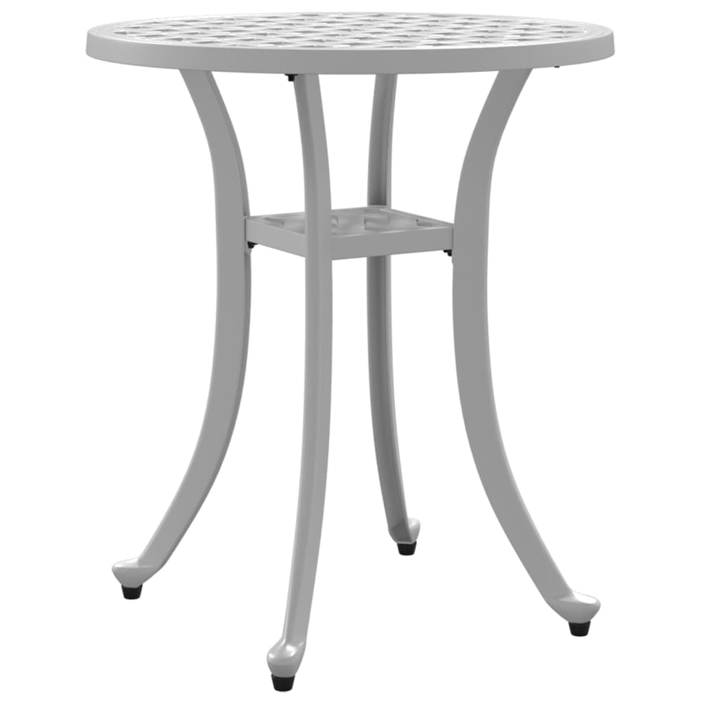 vidaXL White Cast Aluminum Outdoor/Indoor Patio Table - Round Garden Table 18.9x20.9 with Decorative Top Patterns and Sturdy Legs