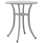 vidaXL White Cast Aluminum Outdoor/Indoor Patio Table - Round Garden Table 18.9x20.9 with Decorative Top Patterns and Sturdy Legs