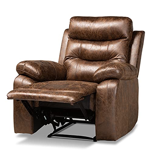 Baxton Studio Beasely Brown Faux Leather Upholstered Recliner