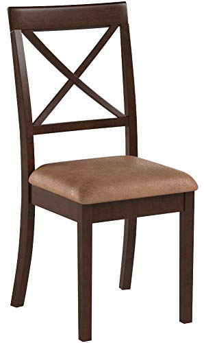 East West Furniture BOC-CAP-C Boston Kitchen Dining Chairs - Linen Fabric Upholstered Wooden Chairs, Set of 2, Cappuccino