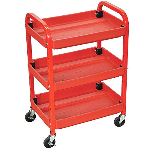 Luxor Compact Adjustable Height Three Shelves Multimedia Utility Cart
