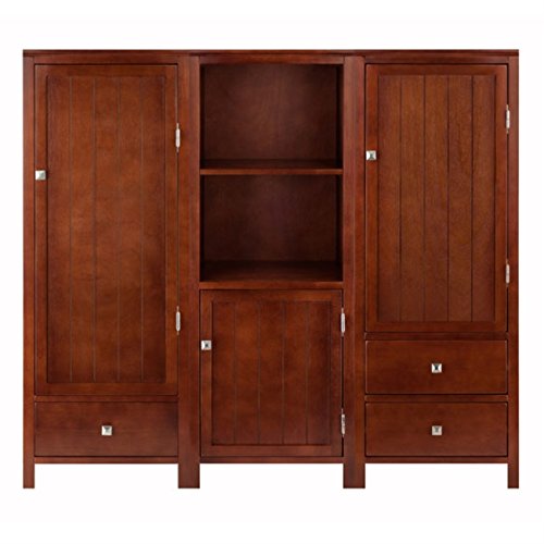 Ergode Wood 3-Pc Brooke Cupboard Set | French Country Charm | Modern Convenience | Solid & Composite Wood | Walnut Finish | Assembly Required (94357-VV)