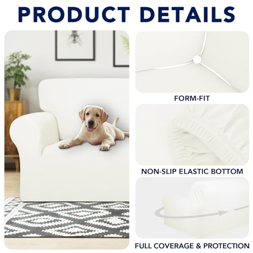 Purefit 100% Dual Waterproof Couch Cover Slipcovers For Couches And Sofas - Stretch Non Slip Fleece Sofa Covers Washable, Leakproof Furniture Protector For Kids, Pets, Dog (Loveseat, Beige)